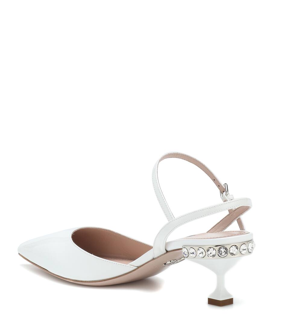 Miu À En Escarpins Cristaux Cuir rWQexodCB