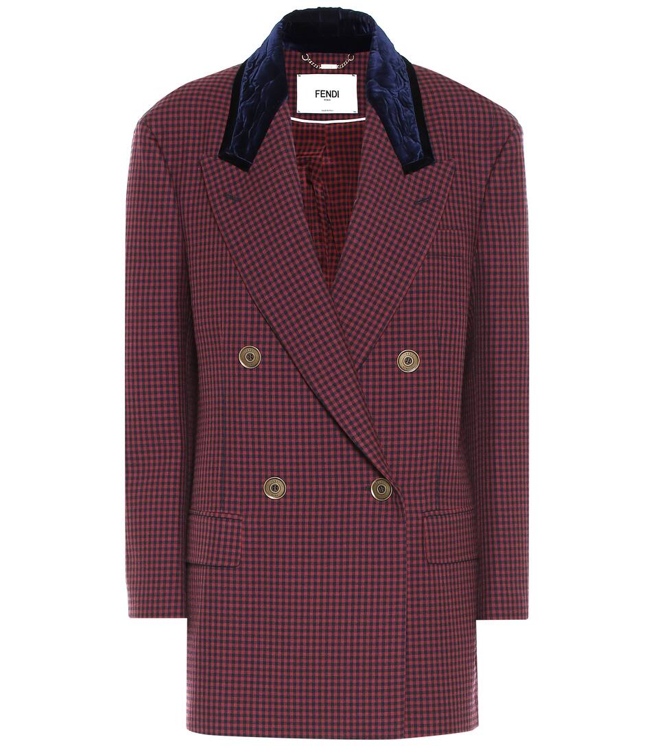 Fendi Blazer à carreaux en laine | Mytheresa Veste Fendi over en soie lavée | Blazer Fendi Femme Brun
