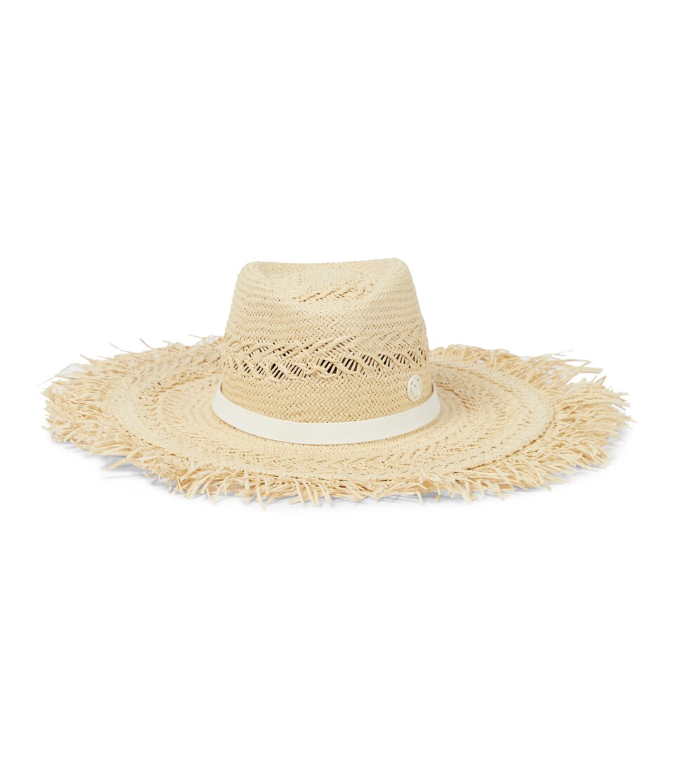 Charles fringe-trimmed straw fedora 