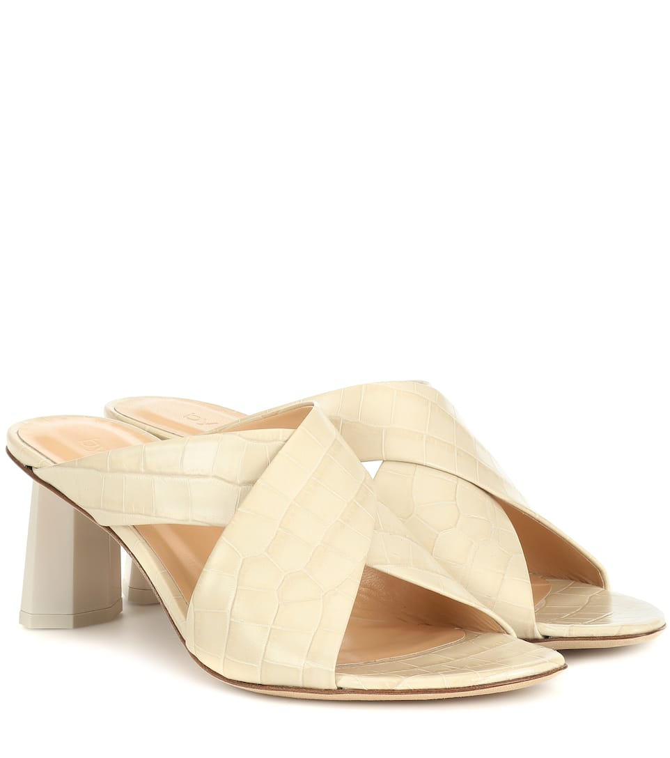 croc effect sandals