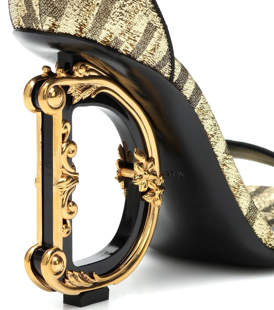 DOLCE & GABBANA KEIRA 105 BAROQUE METALLIC SANDALS,P00429290
