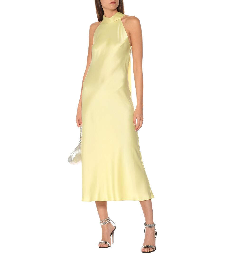 galvan sienna satin midi dress