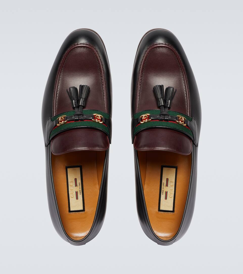 gucci leather web horsebit loafer