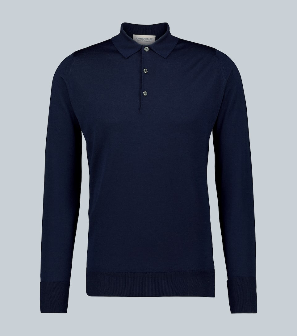 John Smedley Cotswold Long-sleeved Polo Shirt In Blue