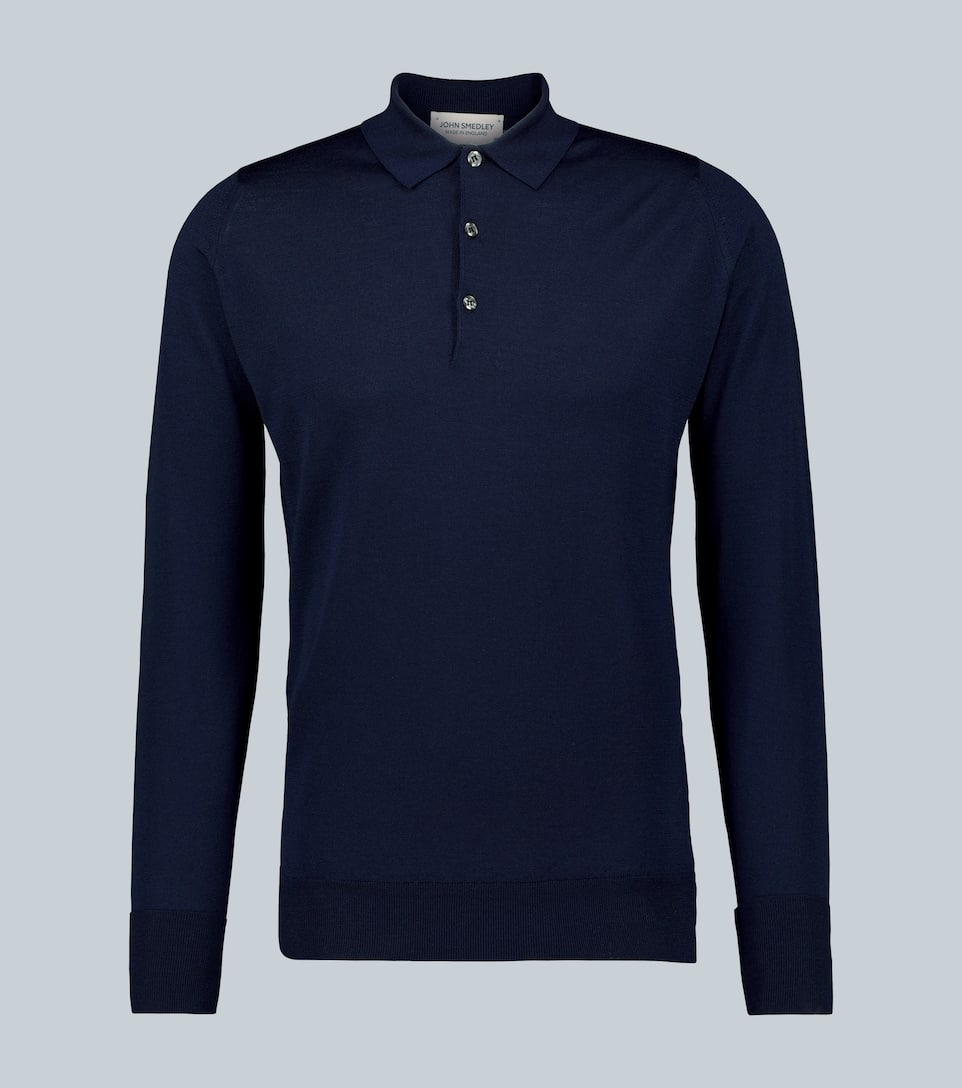 Shop John Smedley Cotswold Long-sleeved Polo Shirt In Blue