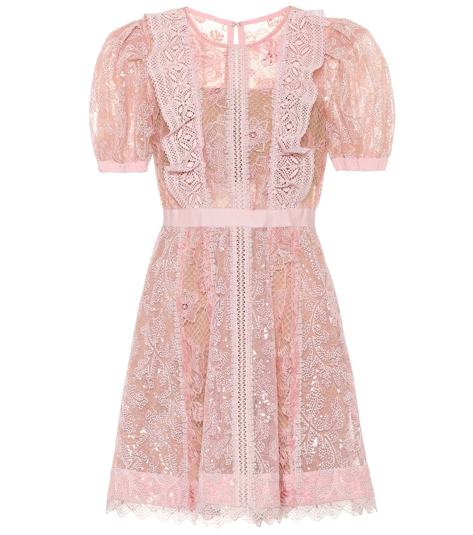 self portrait floral lace mini dress