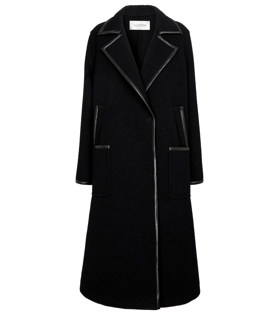 Wool coat with leather clearance