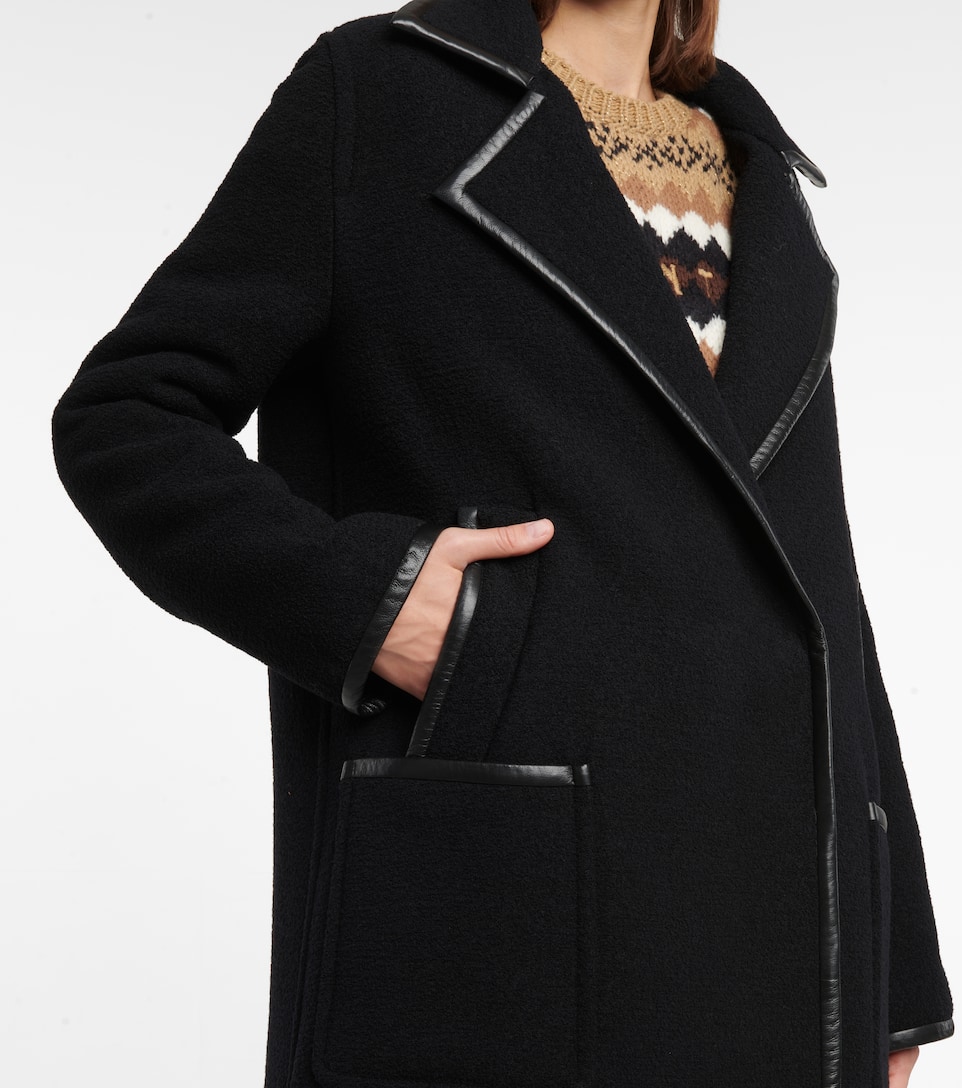 Wool coat with leather clearance