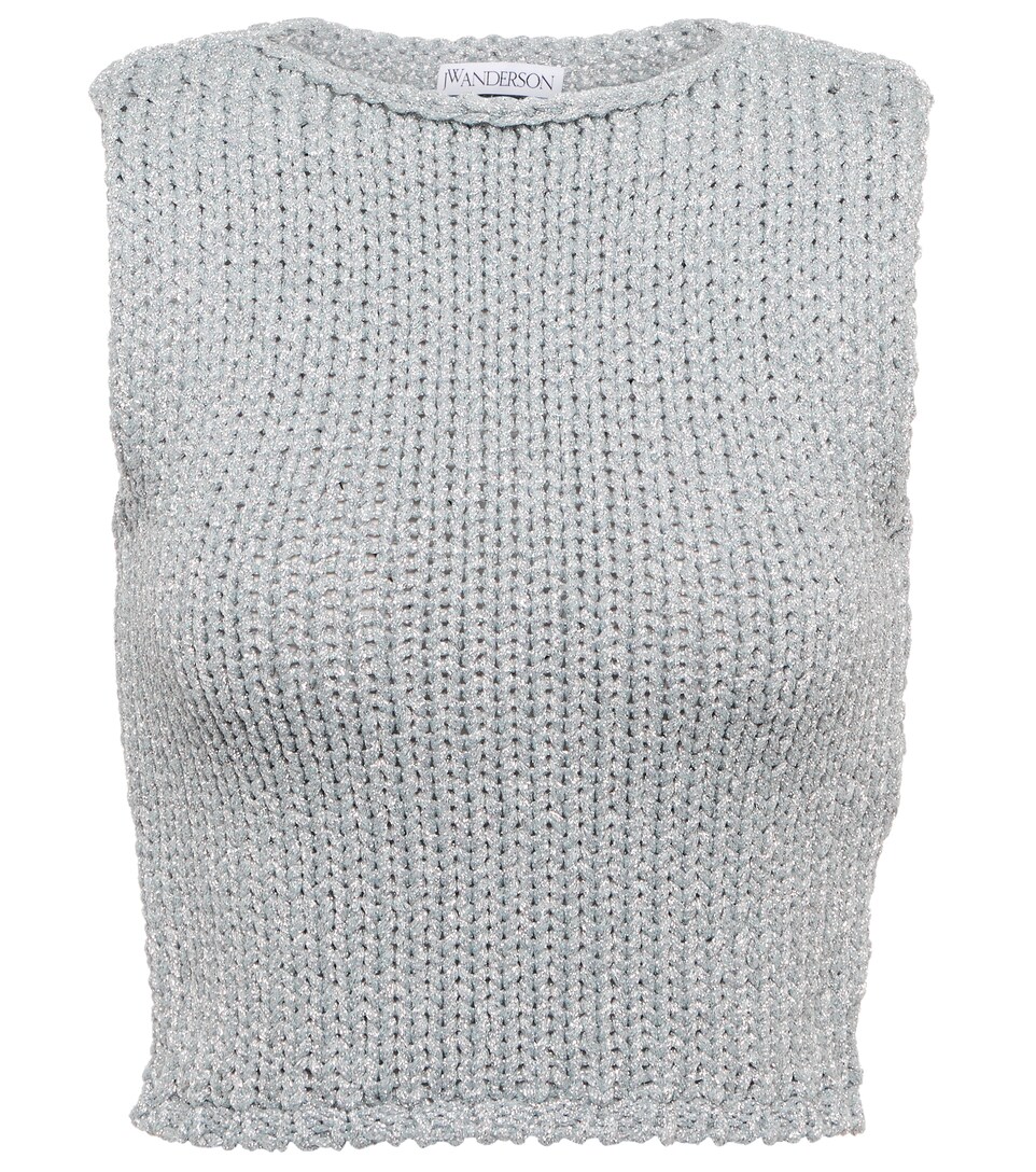 JW Anderson - Metallic knit crop top 