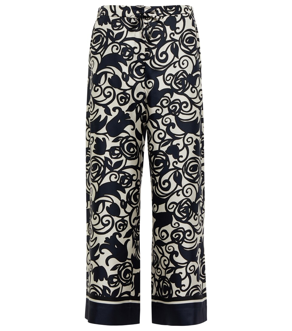 S Max Mara - Pantaloni Curvato in twill di seta con stampa | Mytheresa