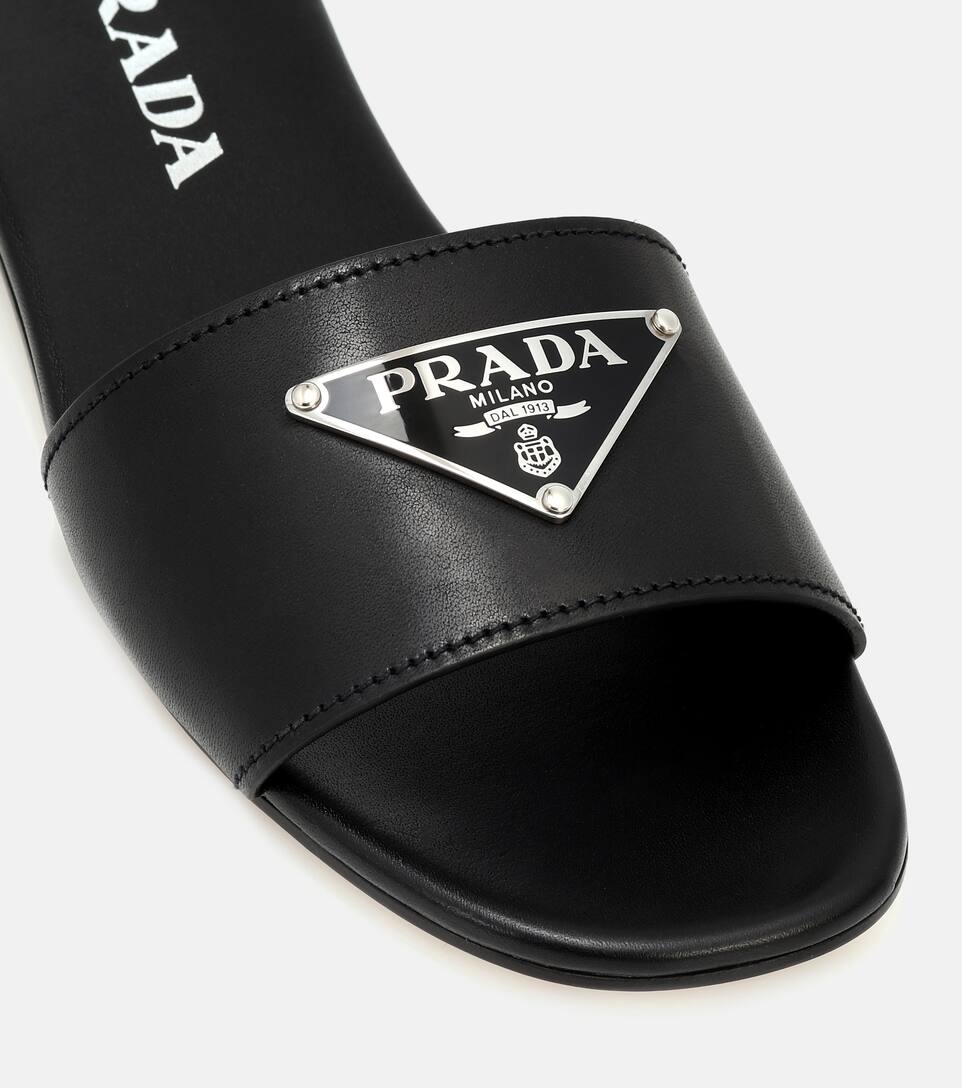 prada triangle logo slide sandal