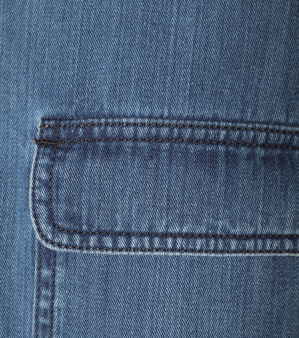 chlo long-sleeved denim shirt in colour: indigo-blue