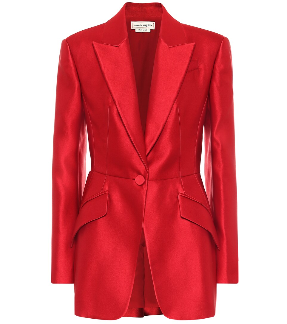 satin red blazer