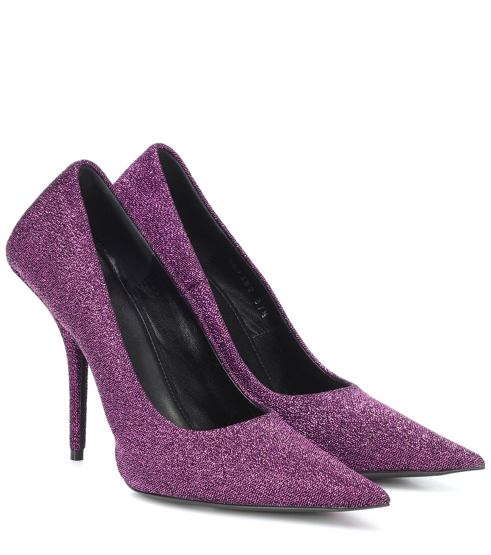 purple glitter pumps