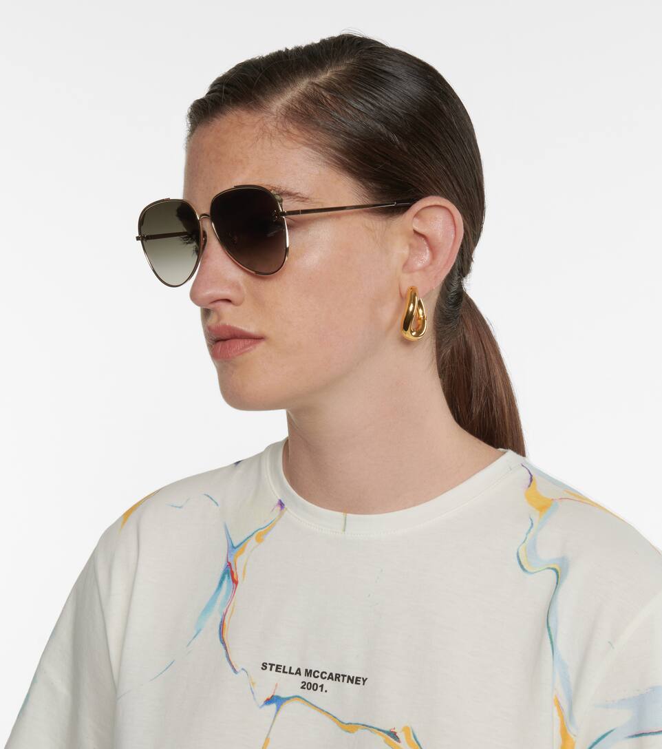Stella mccartney silver tone round aviator sunglasses Outlet