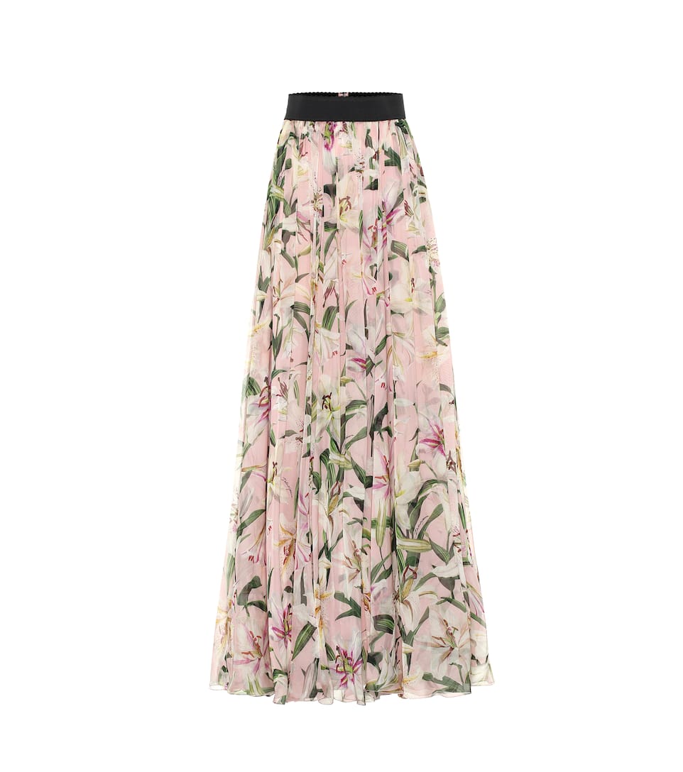Gabbana Jupe En Soie Longue Imprimée Dolceamp; 2bHWYe9DEI
