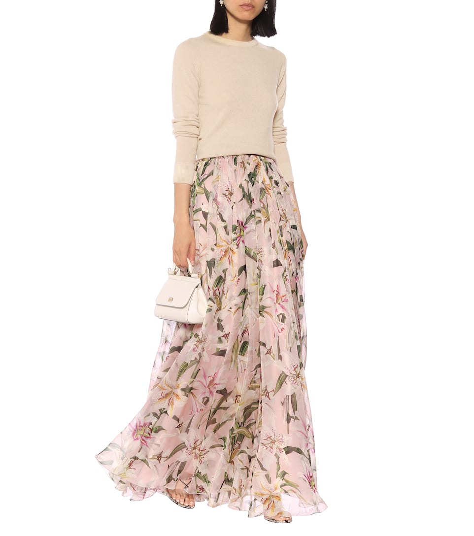 Gabbana Jupe En Soie Longue Imprimée Dolceamp; 2bHWYe9DEI