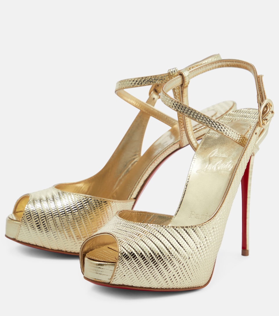 Christian Louboutin Jenlove Alta 120 metallic leather peeptoe pumps