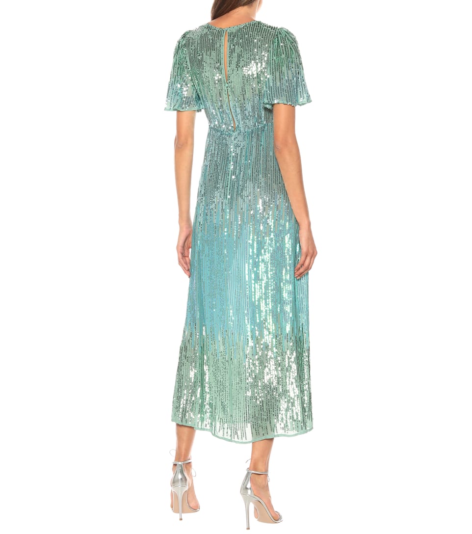 green sequin midi dress
