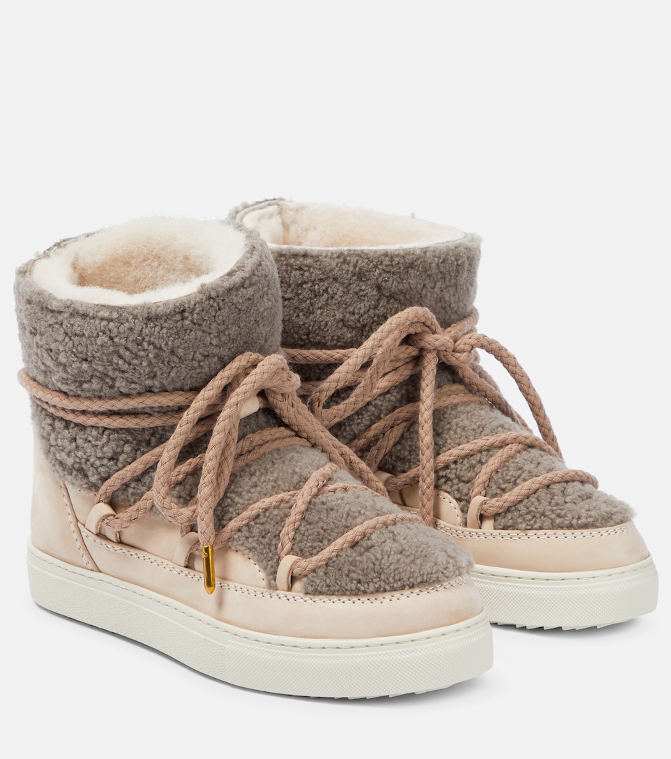 Inuikii, Sneaker Classic Shearling and Leather Ankle Boots, Women, Multicolor, US 8, Ankle Boots