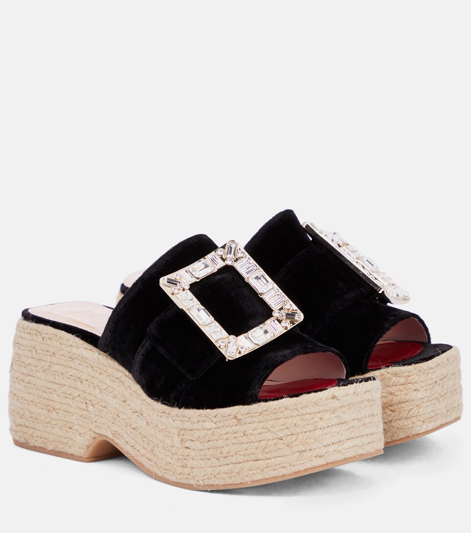 Embellished platform espadrille sandals 
