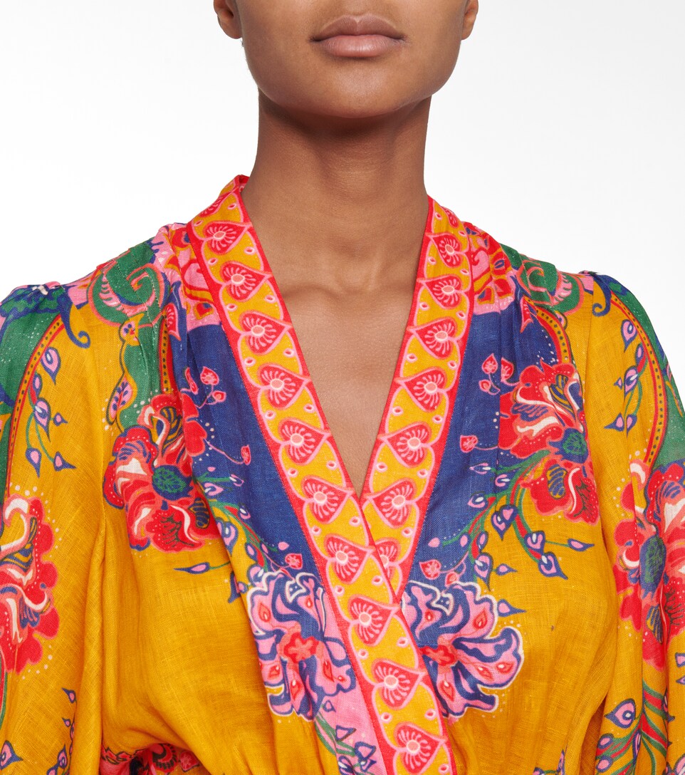 Lovestruck Paisley Linen Wrap Dress 