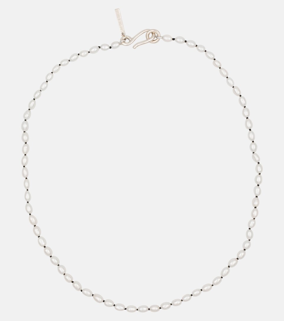 Tiny pearl and sterling silver necklace 