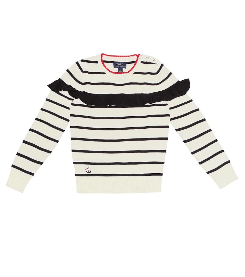 Damen Gestreifter Leinen Baumwoll Pullover TanPolo Schwarz Damen Gestreifter Leinen Baumwoll Pullover TanPolo Schwarz