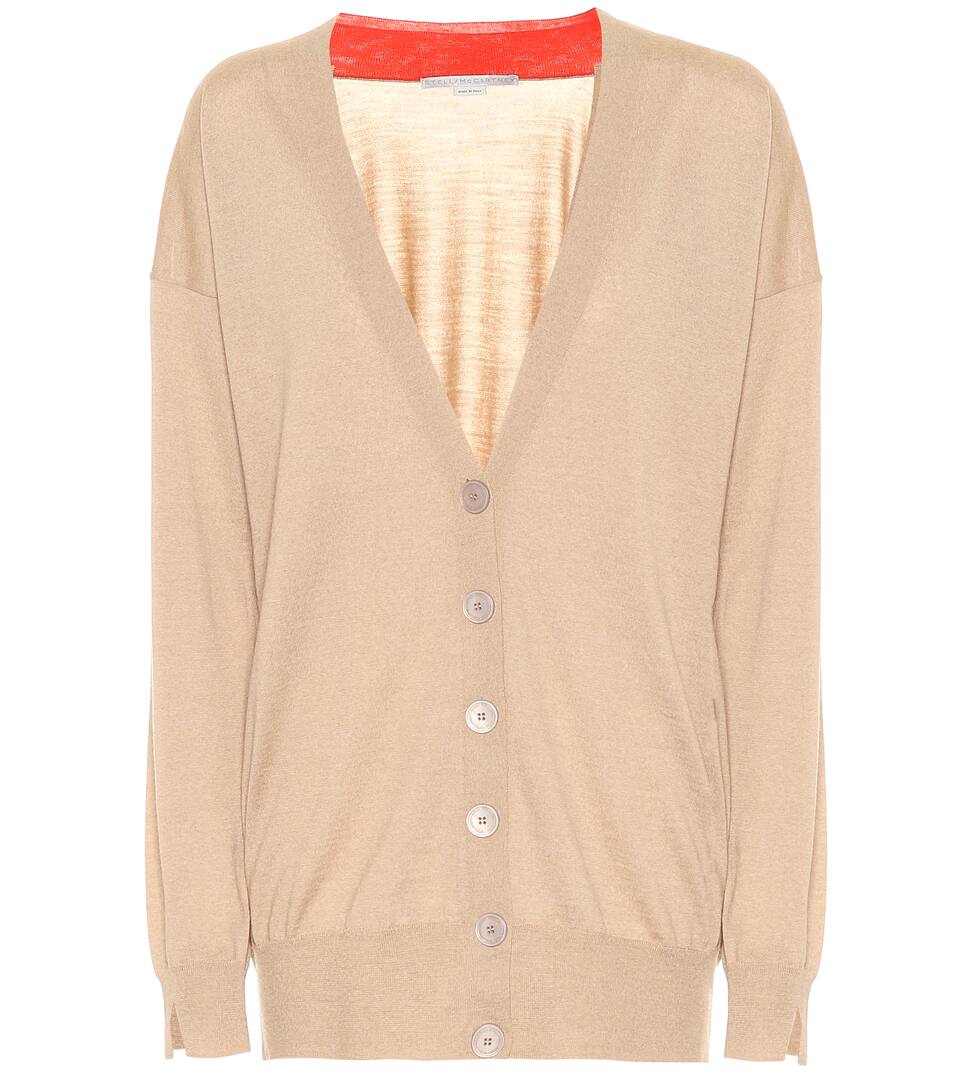 Click to view more detailed imagery on our partner's website Stella Mccartney Camel Logo Wool Cardigan In Beige