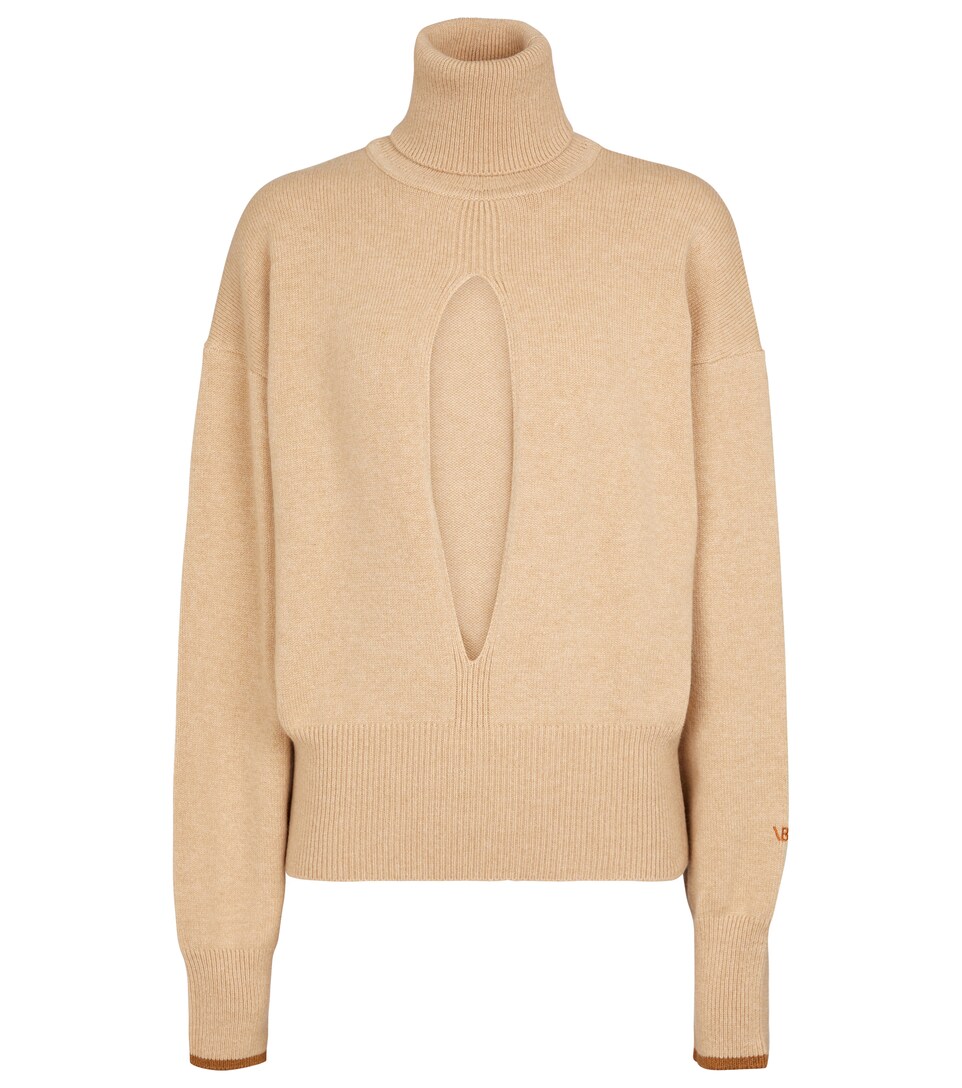 Cutout cashmere-blend knit sweater 