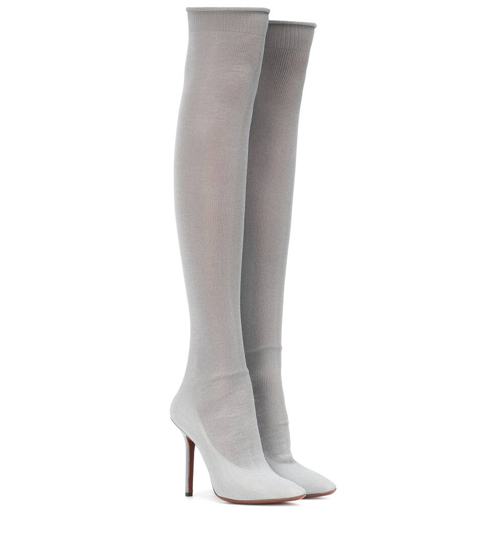 over the knee metallic boots