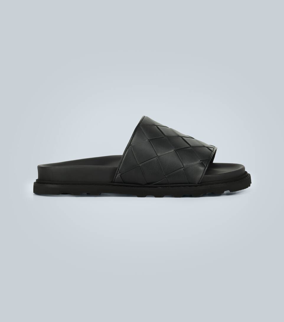 BOTTEGA VENETA INTRECCIATO SPEEDSTER LEATHER SLIDES,P00443461
