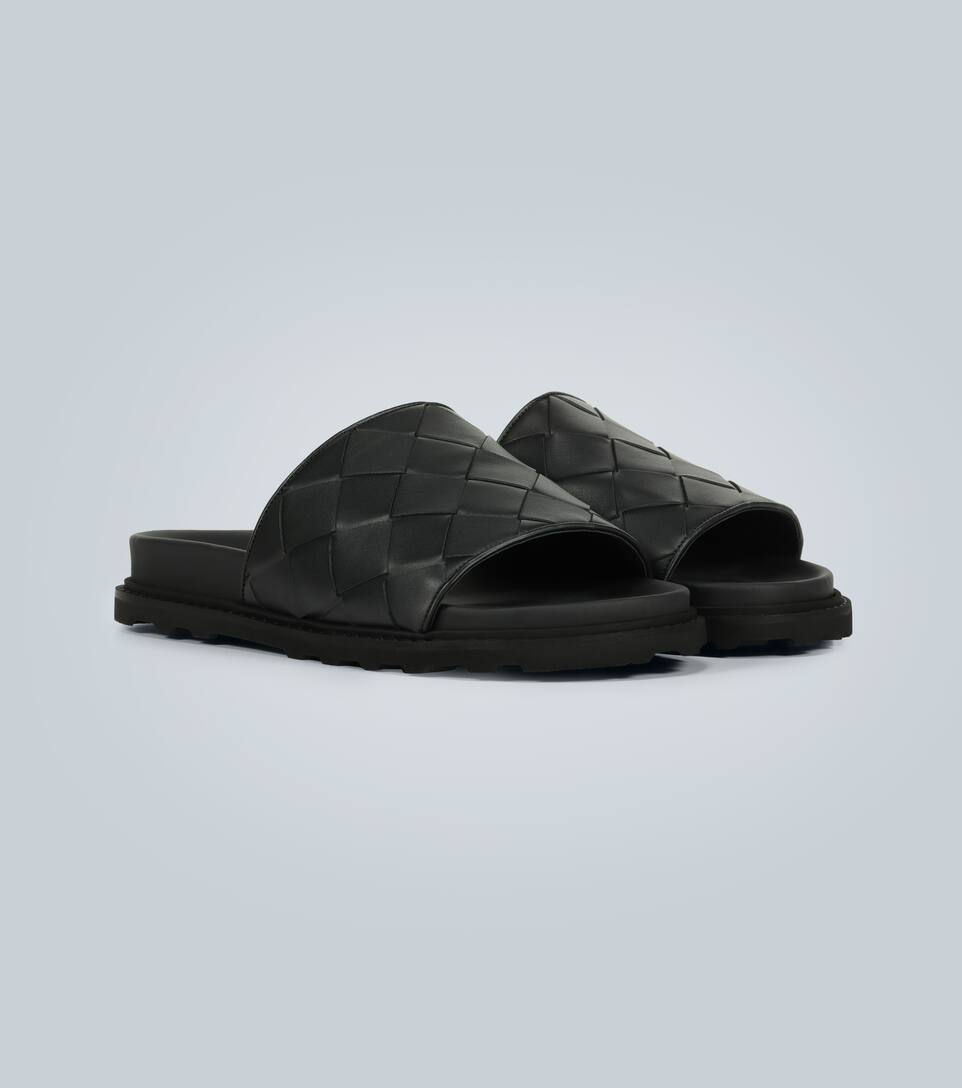BOTTEGA VENETA INTRECCIATO SPEEDSTER LEATHER SLIDES,P00443461