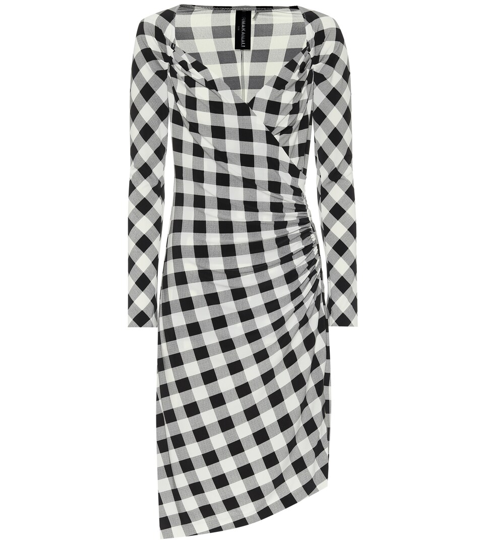 Exclusive to Mytheresa – Checked jersey asymmetric dress
