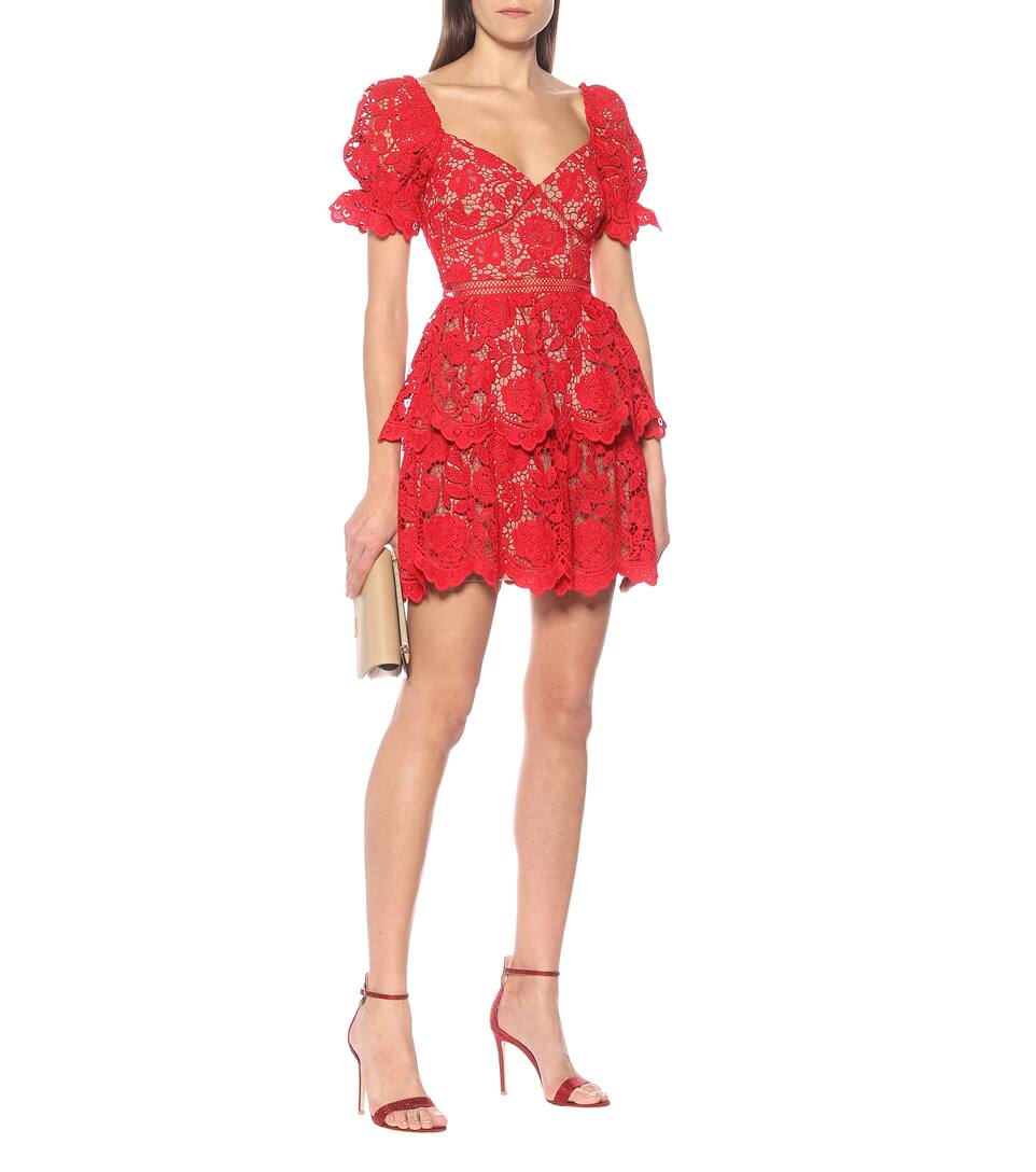 SELF-PORTRAIT FLORAL-LACE MINIDRESS,P00436636