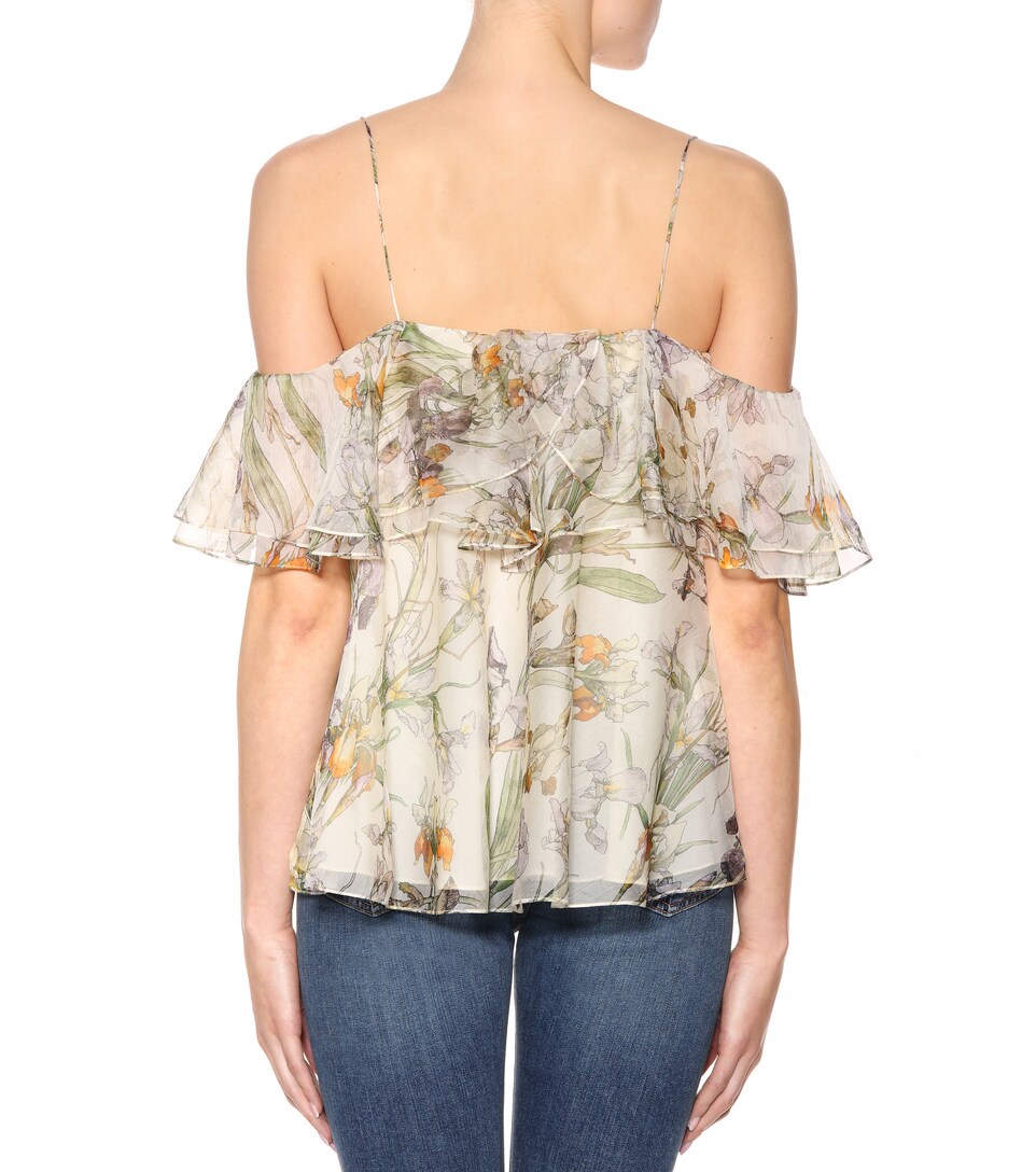 Alexander McQueen - Silk off-the-shoulder top | Mytheresa