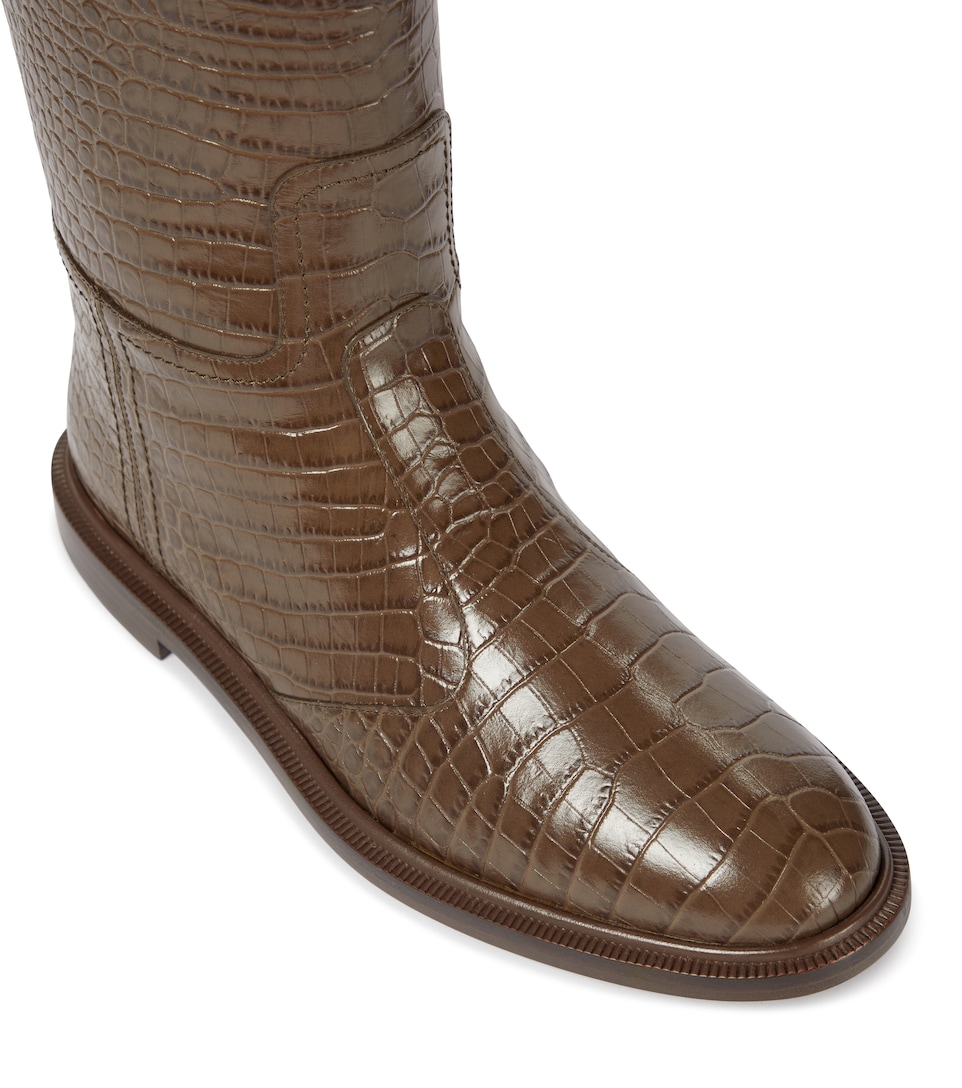 Fendi - Botas altas FF Karligraphy de piel efecto coco | Mytheresa