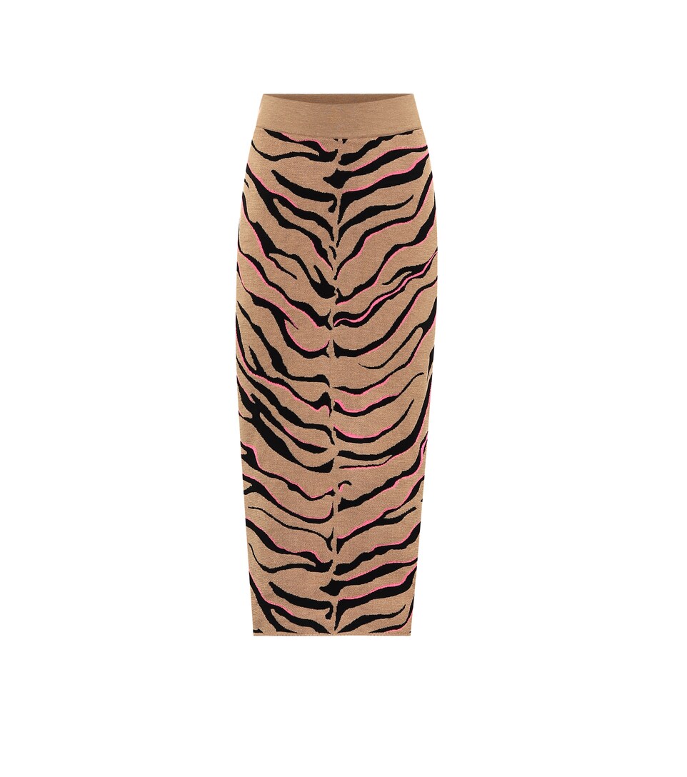 Tiger-print compact knit pencil skirt 
