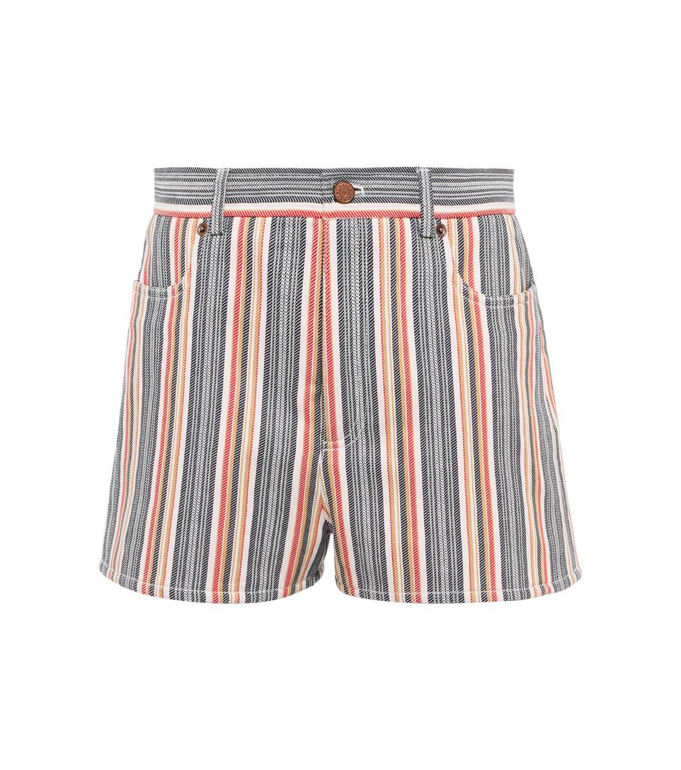 Colorful striped denim shorts clearance
