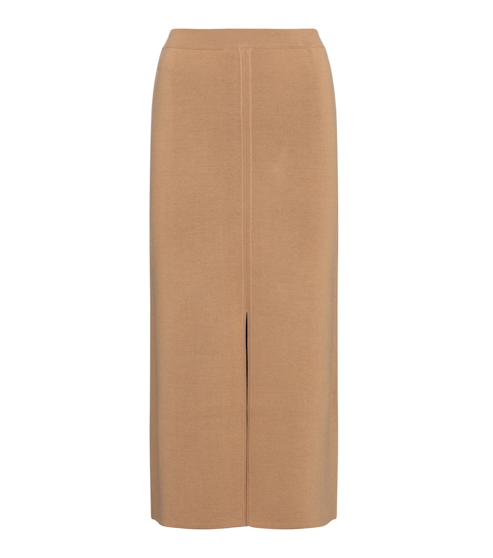 silk wool midi skirt