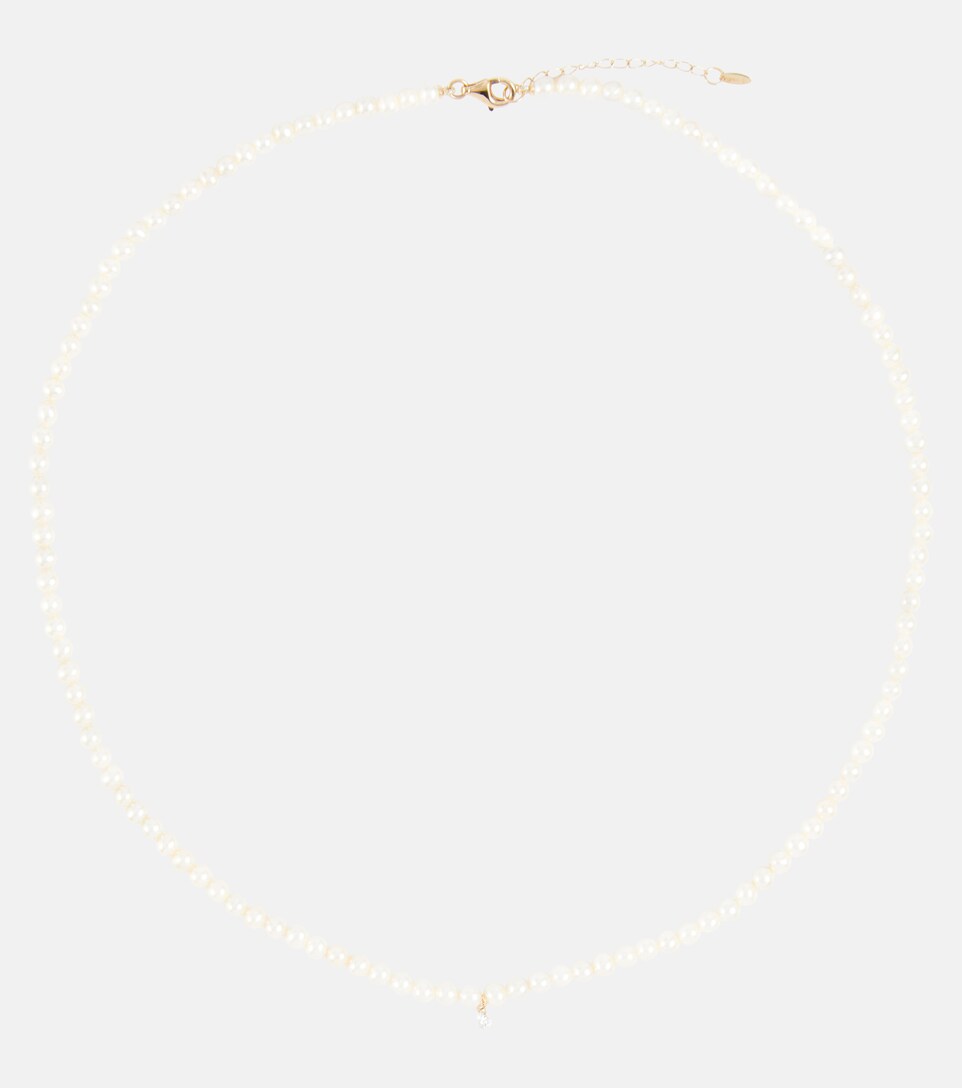 Pearl necklace with gold and diamond 