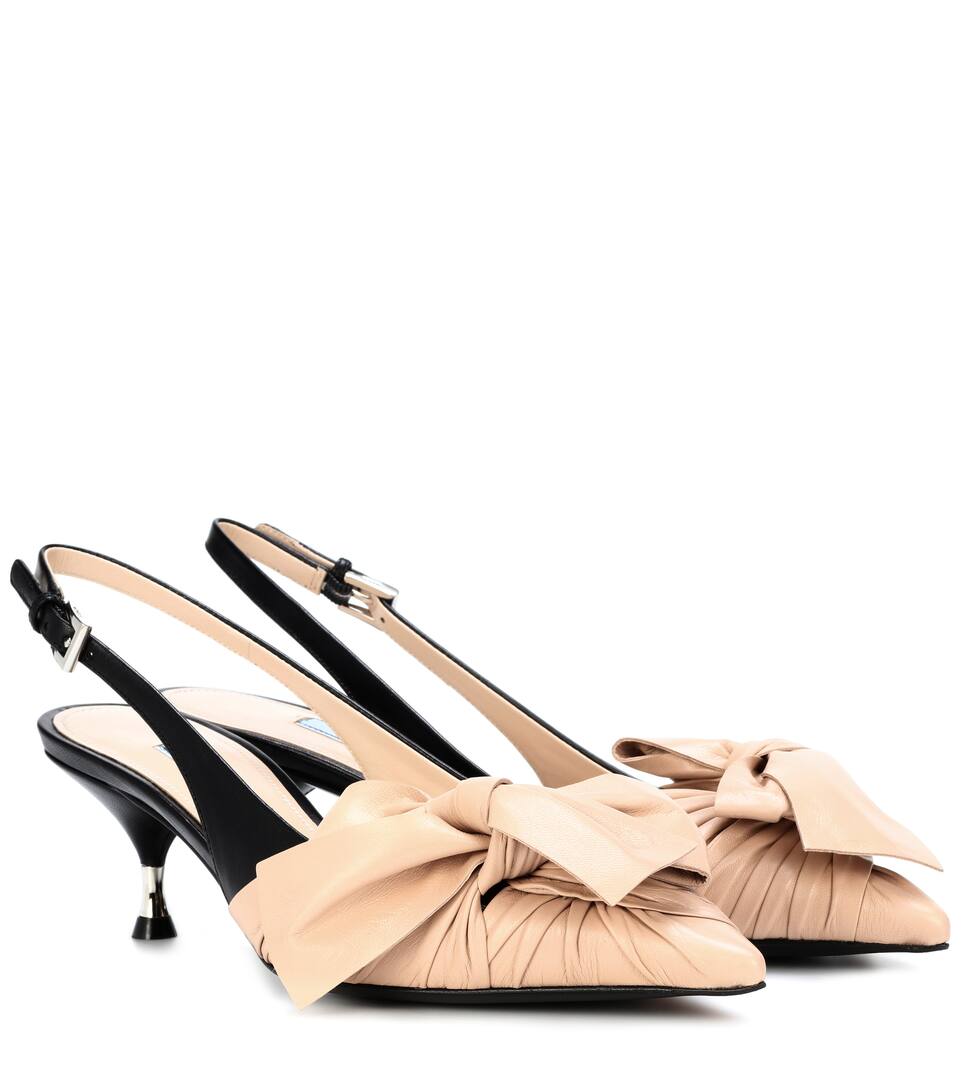 Click to view more detailed imagery on our partner's website Prada Pointed Slingback Pumps In Neutrals