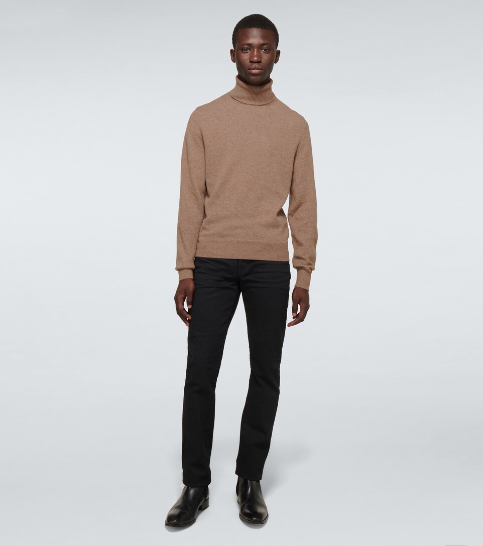 Tom Ford Men, Cashmere Turtleneck Sweater, Beige, XL, Knitwear
