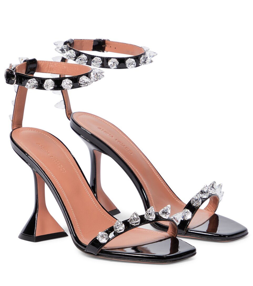 black patent leather sandals heels