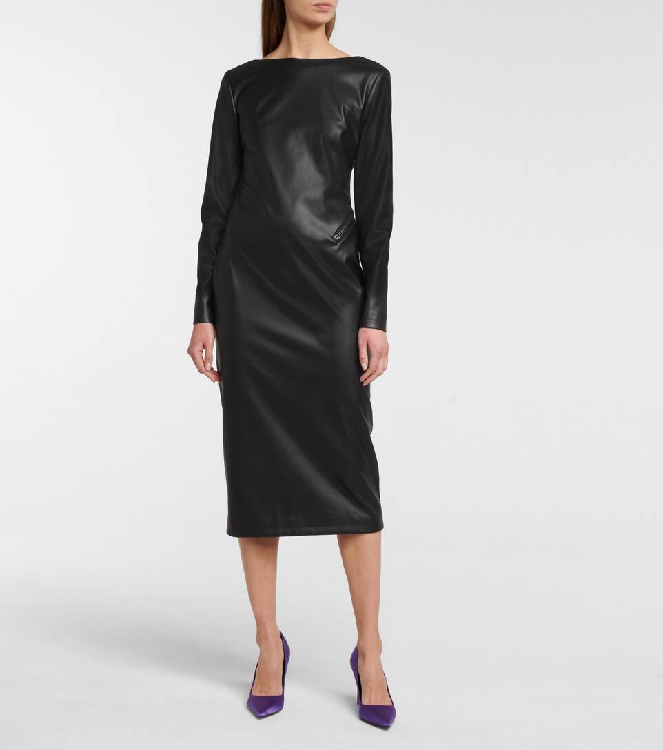 Faux leather midi dress clearance