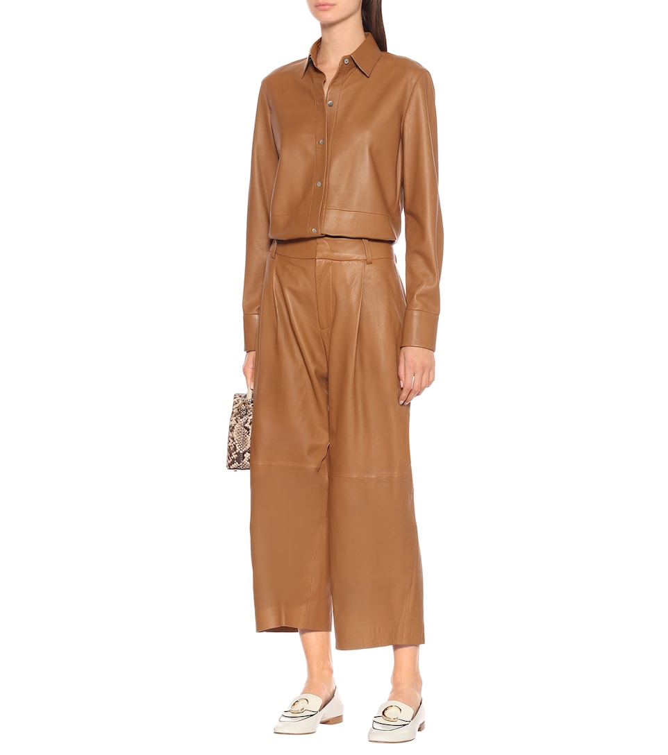 Cropped Wide-Leg Leather Pants - Vince 