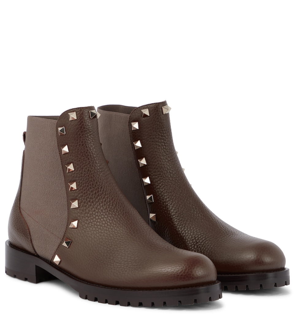 valentino garavani rockstud leather ankle boots