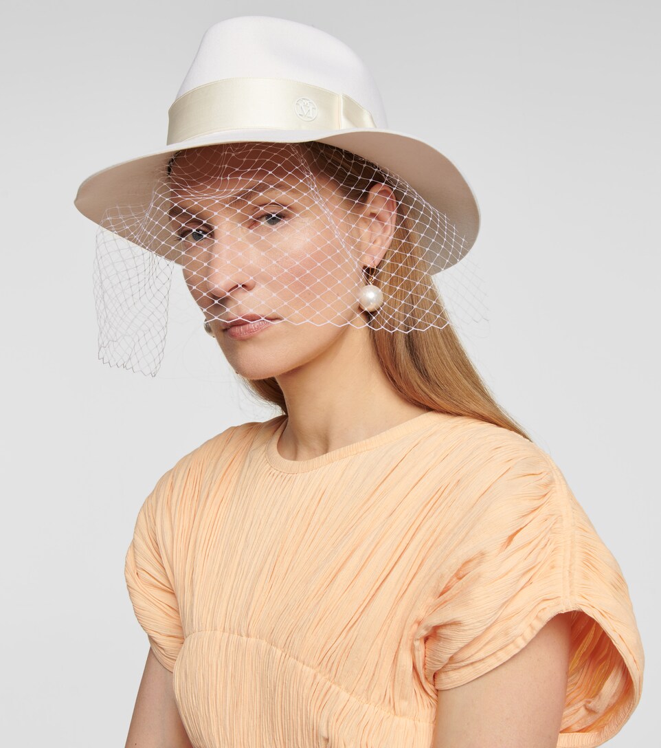 Bridal Henrietta rabbit felt fedora 