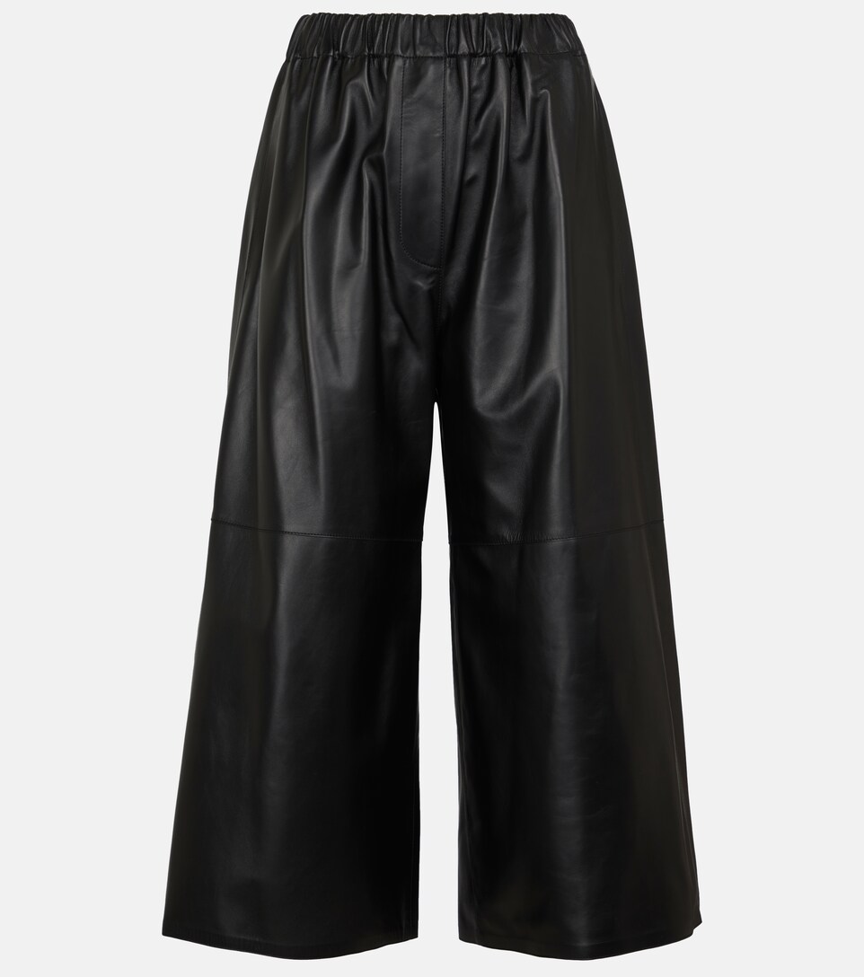 Loewe - Pantaloni culottes in pelle | Mytheresa