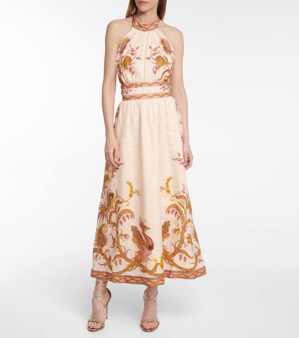 Cassia halterneck floral linen midi ...